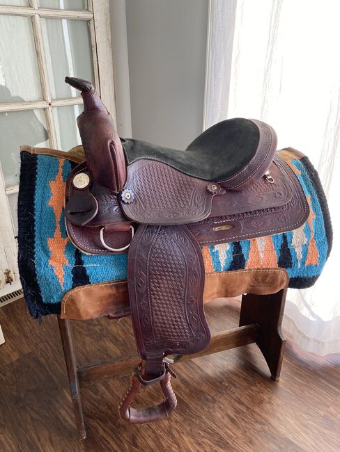 14.5” Timber Ridge Western Saddle w/ Aztec Basketweave Leather Tooling, Timber Ridge Saddlery, Kara, Siodło westernowe , Foley, Image 10