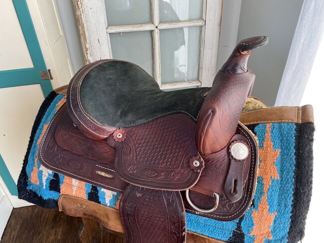 14.5” Timber Ridge Western Saddle w/ Aztec Basketweave Leather Tooling, Timber Ridge Saddlery, Kara, Siodło westernowe , Foley, Image 15