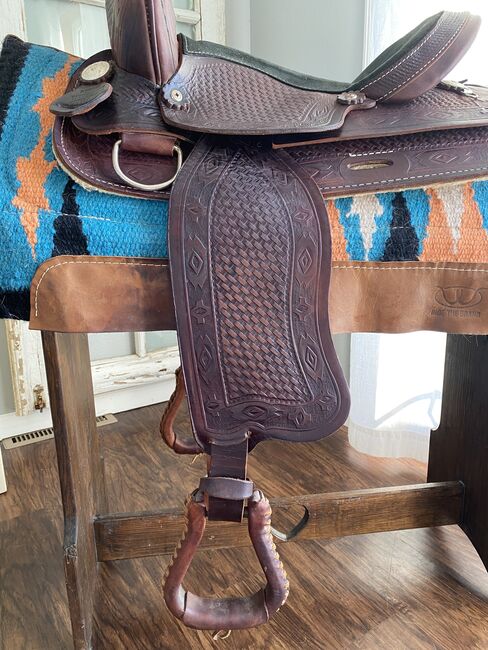 14.5” Timber Ridge Western Saddle w/ Aztec Basketweave Leather Tooling, Timber Ridge Saddlery, Kara, Siodło westernowe , Foley, Image 6