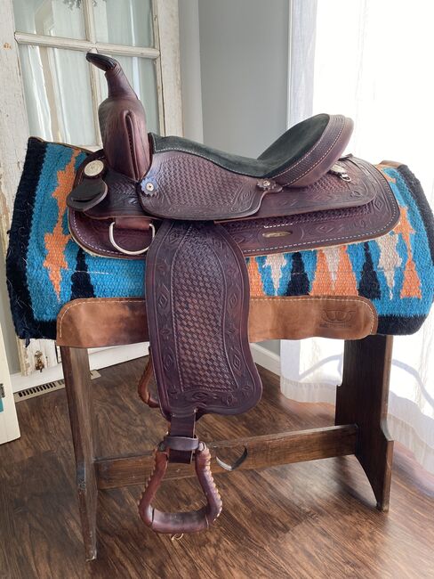 14.5” Timber Ridge Western Saddle w/ Aztec Basketweave Leather Tooling, Timber Ridge Saddlery, Kara, Western Saddle, Foley, Image 7