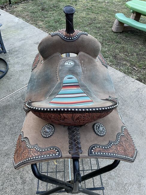 14” barrel saddle- serape print -double t, Double T Sarape , Mary Lou Bergamo , Western Saddle, Franklinville, Image 4