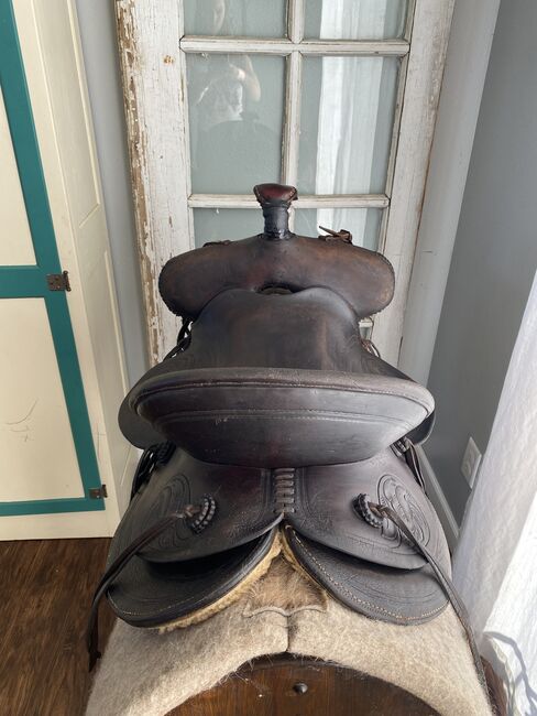 15” Antique Marshall Wells, Portland, OR, High Back Western Cowboy Saddle, Marshall Wells - Portland, OR, Kara, Siodło westernowe , Foley, Image 12