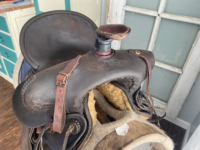 15” Antique Marshall Wells, Portland, OR, High Back Western Cowboy Saddle, Marshall Wells - Portland, OR, Kara, Siodło westernowe , Foley, Image 10