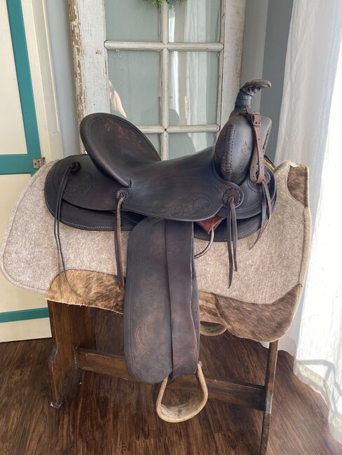 15” Antique Marshall Wells, Portland, OR, High Back Western Cowboy Saddle, Marshall Wells - Portland, OR, Kara, Western Saddle, Foley, Image 18