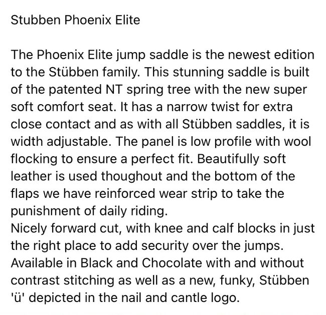 17inch brown Stubben Phoenix Elite jumping saddle 30cm tree, Stubben  Phoenix elite, Georgina Fielden , Springsattel, Aylesbury, Abbildung 7