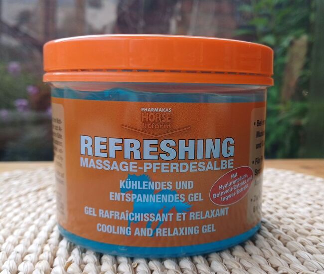 18,95€ AKTION Refreshing Massage Pferdesalbe 500ml 1= 9,48€ 2=18€ 4=34€, Pharmakas Dose 500ml, Reitartikelbörse (Reitartikelbörse - Onlineshop für Wanderreiter), Pielęgnacja konia, Grevenbroich