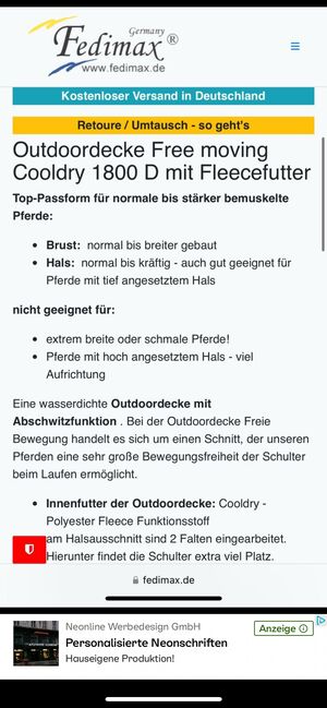 1x getragene FEDIMAX 0g Fleece Regendecke 155cm, Fedimax, Janice Kurtzyk, Horse Blankets, Sheets & Coolers, Oranienburg, Image 4