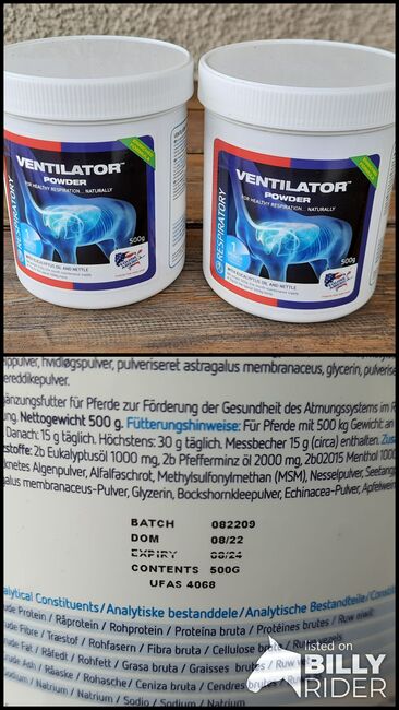 2 Dosen Ventilator Powder - top für Atemwege, Equine America Ventilator, Ulrike Bernhard, Pferdefutter, Niklasdorf, Abbildung 3