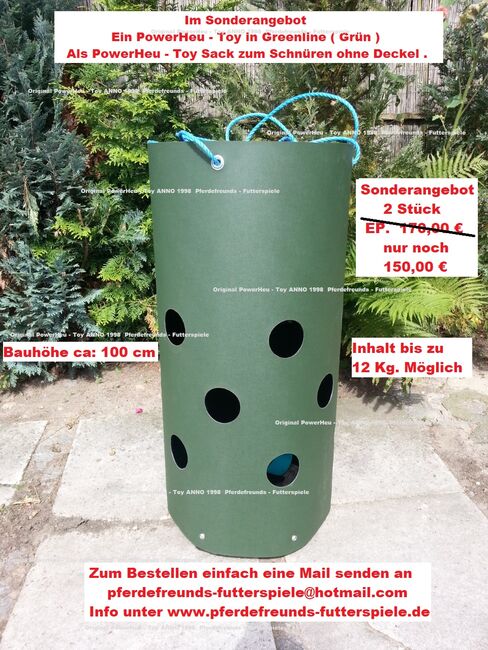 2 Stück Heunetz, Futterraufe, Rau-futter ,PowerHeu-Toy , PowerToy, PowerHeu-Toy  / PowerToy Greenline  in der Größe XL bis 12 Kg. Inhalt 3 Reihen Futteröffnungen, Pferdefreunds-Futterspiele ( Thorsten Puhlmann )  (Pferdefreunds-Futterspiele ORIGINAL PowerToy / PowerHeu-Toy Anno 1998), Hay & Straw, Hitzacker 