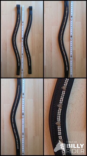 2 x Leder-Stirnband, Stirnriemen mit Glitzersteinen für Pferde, 42 cm, schwarz; 4 Horse, 4 Horse, Andrea Schürmann, Nosebands, Lichtenau, Image 6