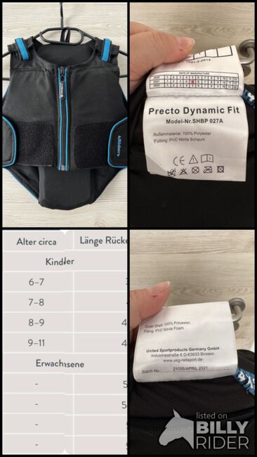4Riders Reitweste Gr. 4XS UNFALLFREI, 4Riders Precto Dynamic Fit, Mary, Safety Vests & Back Protectors, Essen, Image 9
