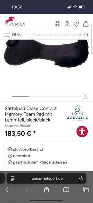 Acavallo Memory Pad, Acavallo Close Contact Memory Foam Halfpad Lammfell, Vanessa Dach, Saddle Accessories, Bebra