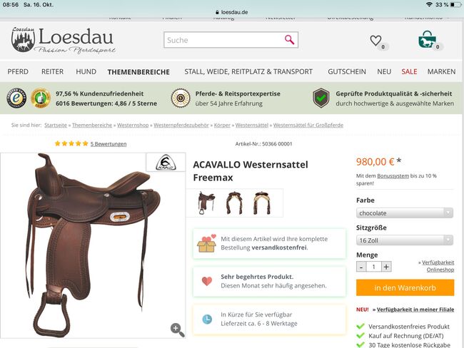 Westernsattel Acavallo von Loesdau, Acavallo Freemax, Christine Luettgen, Western Saddle, Köln, Image 2