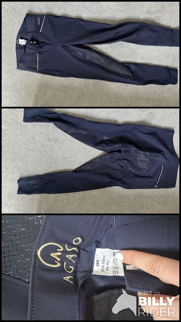 Agaso full seat grip breeches (size 26) Blue, Agaso, Eneya Jenkins , Breeches & Jodhpurs, Littlehampton , Image 4