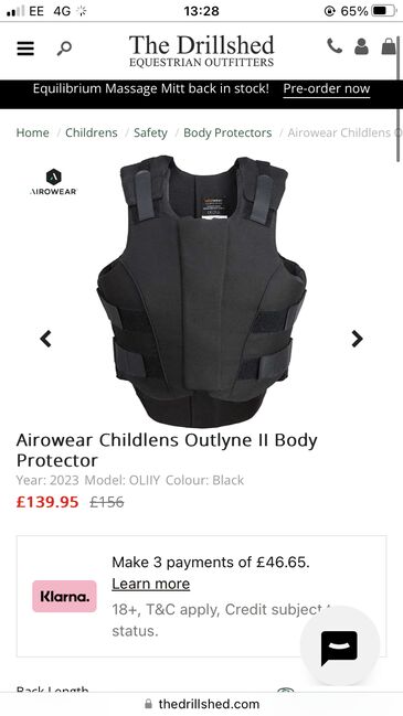 AIROWEAR OUTLYNE II JUNIOR 6-8years NEW, Airowear OUTLYNE II junior 6-8yrs Y3 short, Pippa Nixon, Safety Vests & Back Protectors, Chichester, Image 6