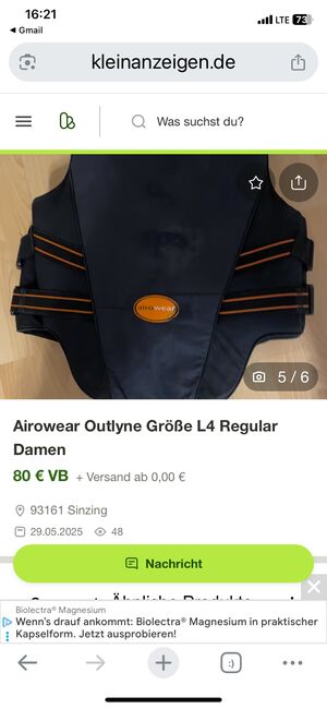 Airowear Outlyne Größe L4 Regular Damen, Airowear  Outlyne , Christine , Safety Vests & Back Protectors, Sinzing , Image 3