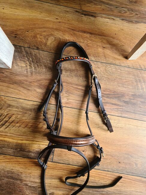 Ascot Trense mit Magic Tac Stirnriemen uns Lederzügeln, Ascot Braunes Leder mit Croco Nasenriemen, Britta Grammel , Bridles & Headstalls, Olpe