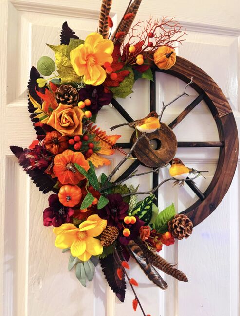 Autumn Cart Wheel Wreath perfect Stable / Home Decor, Silver Orchard Crafts Cart Wheel Wreath, Hayley Jones, Wyposażenie stajni, PONTEFRACT