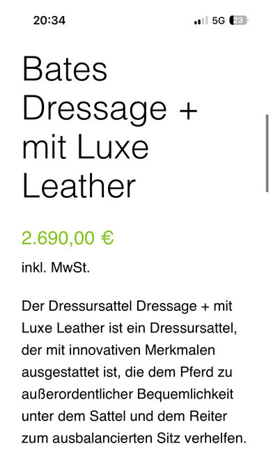 Bates Dressage Luxe Leather 18 Zoll, Bates Dressage, Eva Horten, Siodła ujeżdżeniowe, Erkerode, Image 9