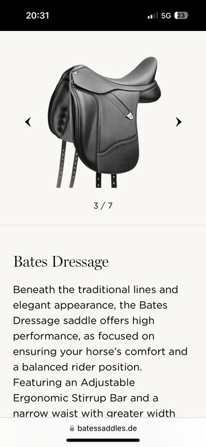 Bates Dressage Luxe Leather 18 Zoll, Bates Dressage, Eva Horten, Dressursattel, Erkerode, Abbildung 8