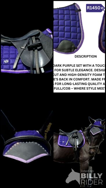 Beautiful dark purple numnah and ear bonnet set, Angel Equine , Abbey, Other Pads, Pretoria , Image 5