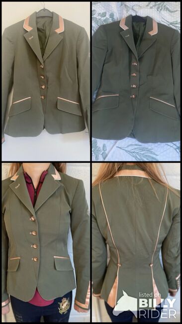 Beautiful green and Rose gold Bespoke Flying changes show jacket, Flying changes Short jacket, Rebecca  Taylor, Turnierbekleidung, Plymouth, Abbildung 13