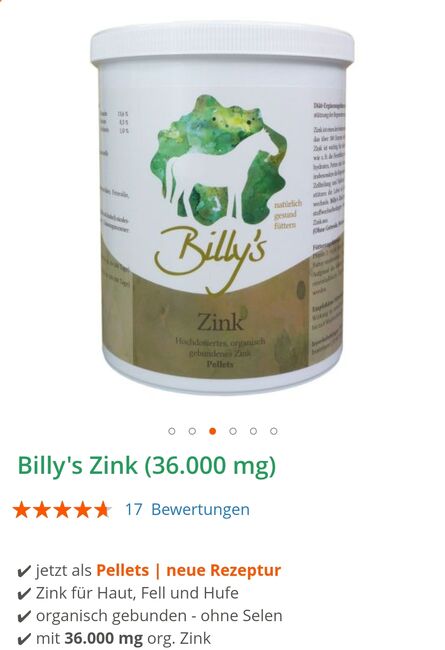 Billys Zink Zusatz, Billys  1kg Dose Pellets , Nadine , Horse Feed & Supplements, Rommerskirchen
