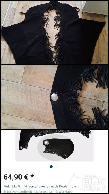 Schwarze Wildlederchaps mit Fransen, Jenny Mokosch, Half Chaps, Dinslaken, Image 4