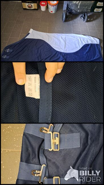 Blaue Fkiegendecke mit Rückenfleece 155cm, Jana, Horse Blankets, Sheets & Coolers, Wittlich, Image 4