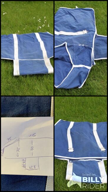blaue Stoffdecke mit Bauchlatz  115 cm, Renate, Horse Blankets, Sheets & Coolers, Kammerberg, Image 7