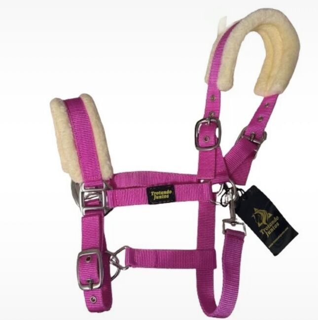 Bride pour cheval - renfort en peau de mouton - rose, Trotando Juntos, Maite (Productos Ecuestres Trotando Juntos S.L), Trensen, Palau solita y plegamans