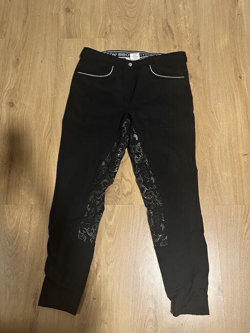 Reithose Tysons Breeches schwarz mit Glitzer, Gr. 46, Tysons Breeches, Nathalie Krause, Bryczesy, Hohnhorst bei Wunstorf