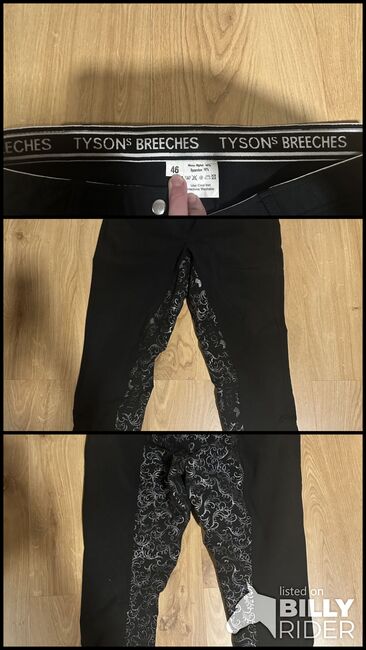 Reithose Tysons Breeches schwarz mit Glitzer, Gr. 46, Tysons Breeches, Nathalie Krause, Bryczesy, Hohnhorst bei Wunstorf, Image 4