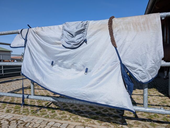Bucas Buzz Off Full Neck - silver / navy - Fliegendecke / Ekzemerdecke, Bucas Bucas Buzz Off Full Neck - silver / navy , Peter, Horse Blankets, Sheets & Coolers, Dresden Gompitz, Unkersdorf, Image 5