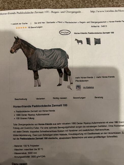 Outdoordecke 100g, 155cm, Zermatt, Krämer Zermatt Zermatt, Corina, Horse Blankets, Sheets & Coolers, Troisdorf