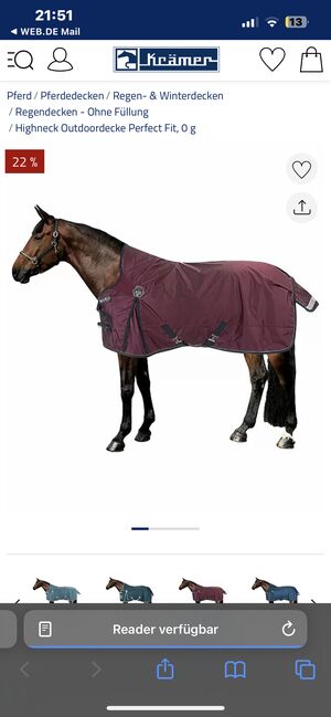 Outdoordecke 145cm/0g, Felix Bühler Perfect Fit, Laura, Horse Blankets, Sheets & Coolers, Leipzig, Image 2