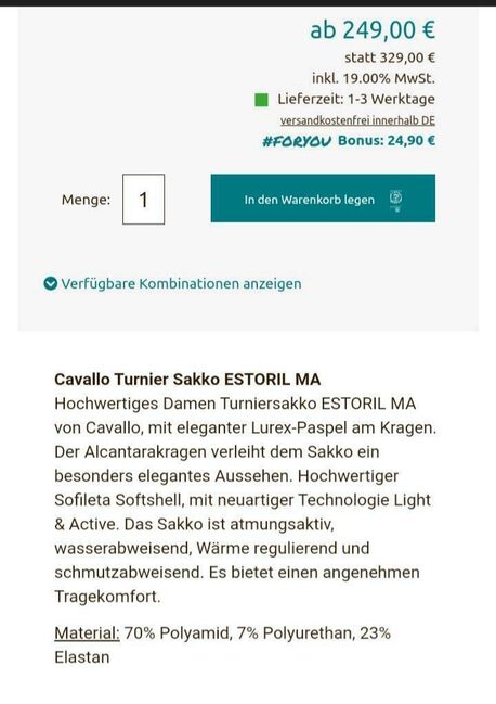 ⭐Cavallo/Neues Turniersakko in D 36⭐, Cavallo  Estoril Ma , Familie Rose, Turnierbekleidung, Wrestedt, Abbildung 10