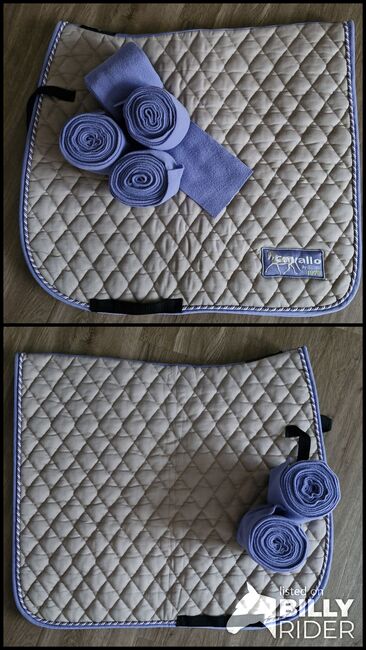 Schabracke Cavallo Sandfarbe mit violetter Kordel + 4 Bandagen, Cavallo Cotton, Maintz, Dressage Pads, Herne, Image 3