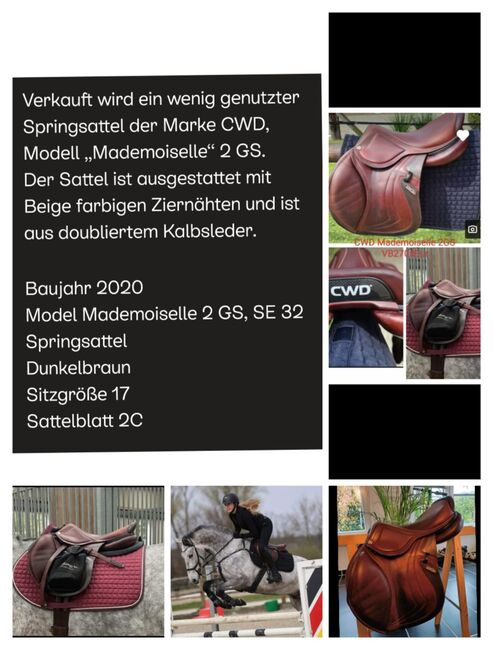 CWD Mademoiselle 2 GS SE32, CWD  Mademoiselle 2GS,SE 32, Tanja Bos, Jumping Saddle, Hinte