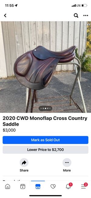 CWD Monoflap Cross Country Saddle 17.5, CWD Monoflap, Ty Leary, Other Saddle, lexington, Image 3