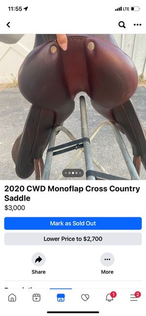 CWD Monoflap Cross Country Saddle 17.5, CWD Monoflap, Ty Leary, Other Saddle, lexington, Image 4