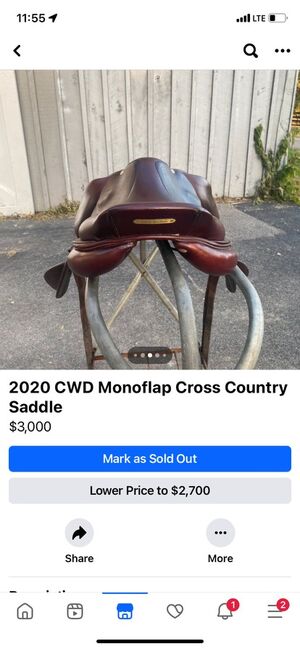 CWD Monoflap Cross Country Saddle 17.5, CWD Monoflap, Ty Leary, Other Saddle, lexington, Image 2