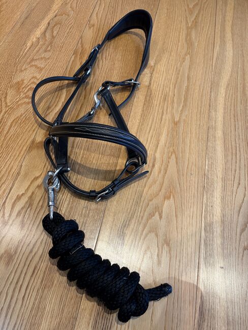 Black Leather Bridle with Lead Rope – Good Condition, Stepan, Ogłowia