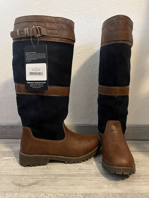 Damen Winterstiefel Reitstiefel Meghan HKM Teddy Futter dunkelblau braun 38, HKM Meghan, Anne, Riding Boots, Bad Berka