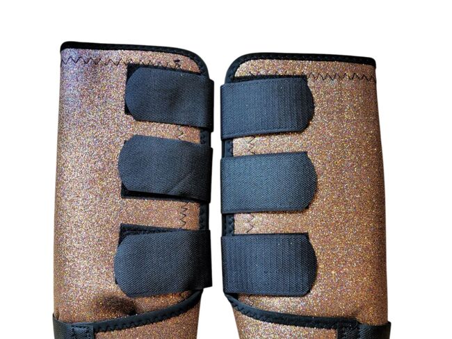 Brillante goldene diamantene Gamaschen, Gr. L, atmungsaktiv, Chew, Andrea Schürmann, Tendon Boots, Lichtenau
