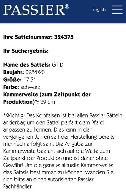 Dressursattel Passier weite Kammer 17,5 verbr. Kopfeisen Friese, Passier GT D, Aki , Dressursattel, Edemissen, Abbildung 7