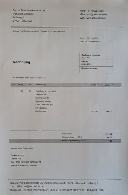 Dressursattel Trekkingsattel Thiel Bayo 18 Zoll neuwertig NP2900, Thiel Bayo, Ulrike, Dressursattel, Hagen, Abbildung 11