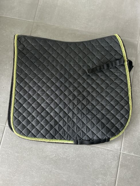 Schabracke Dressur DR schwarz mit grün-gelber Kordel, Lisa, Dressage Pads, Frickenhausen