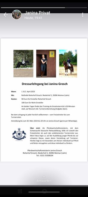 Drrssurlehrgang, Grosch , Courses & Seminars, Weimar (Lahn)