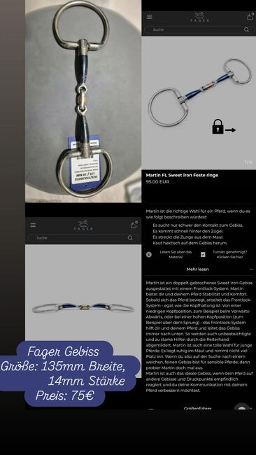 Doppeltgebrochenes Gebiss, Fager Martin FL, Vanessa , Horse Bits, Bautzen 